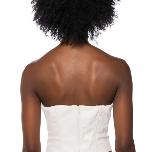 Callie Lives Miz Goth Life: Structured Black Faux Hook & Eye Corset Top Medium - Picture 3 of 7